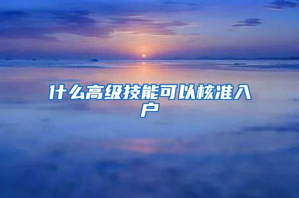 什么高级技能可以核准入户