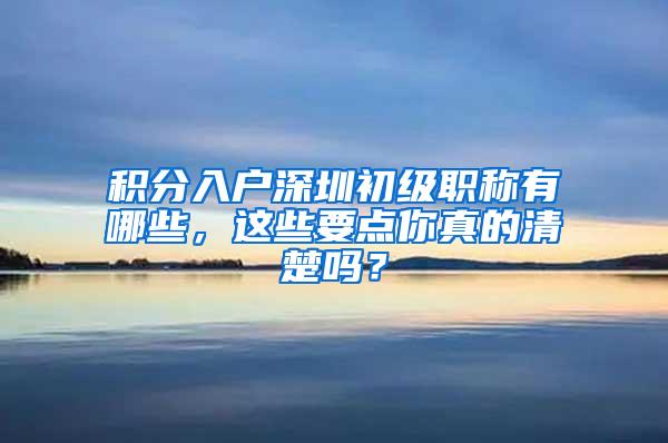 积分入户深圳初级职称有哪些，这些要点你真的清楚吗？