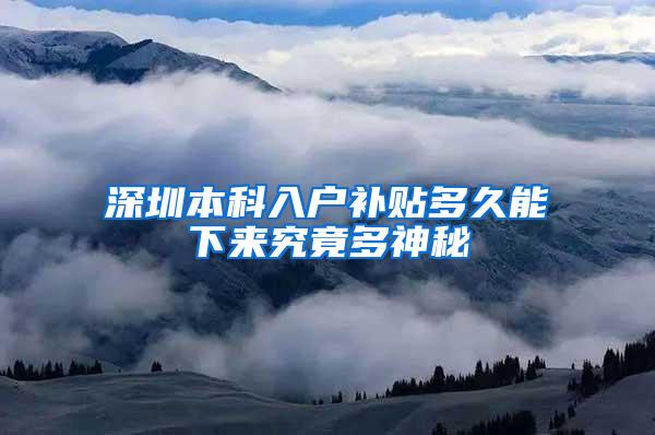 深圳本科入户补贴多久能下来究竟多神秘