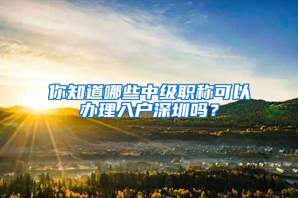 你知道哪些中级职称可以办理入户深圳吗？
