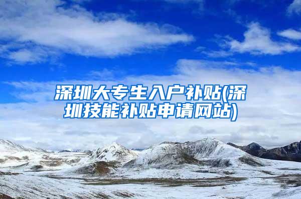 深圳大专生入户补贴(深圳技能补贴申请网站)