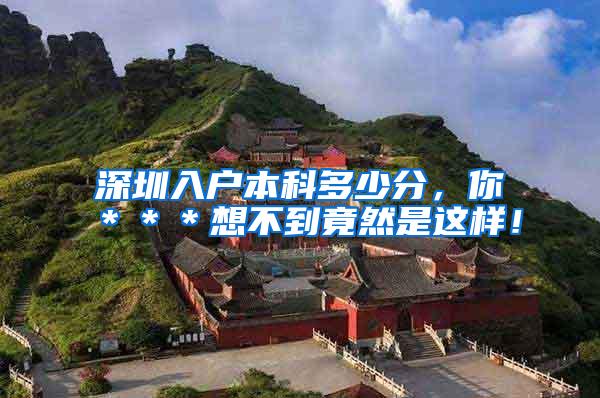深圳入户本科多少分，你＊＊＊想不到竟然是这样！