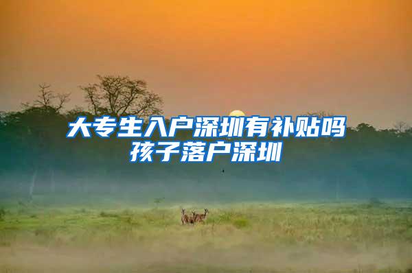 大专生入户深圳有补贴吗孩子落户深圳