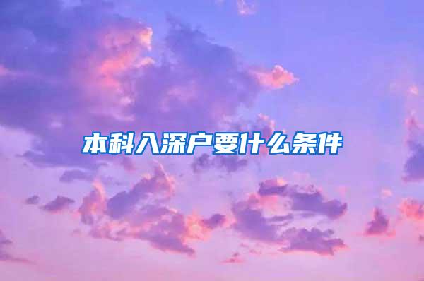 本科入深户要什么条件
