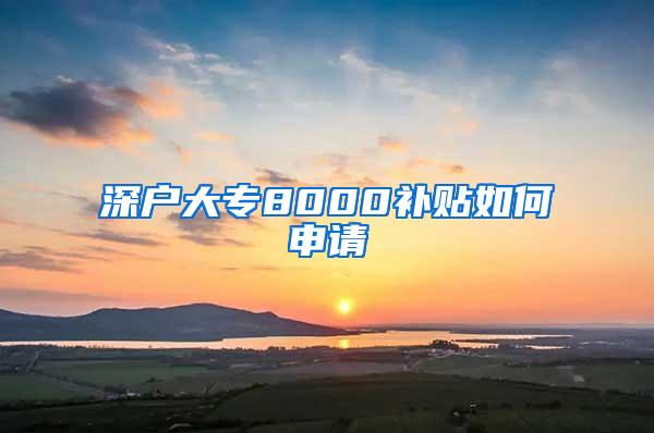 深户大专8000补贴如何申请