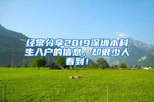 经常分享2019深圳本科生入户的信息，却很少人看到！