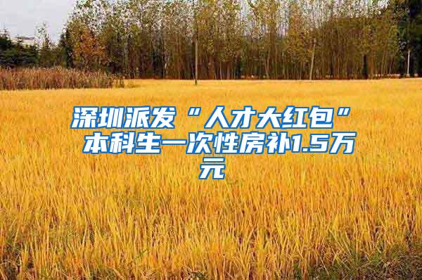 深圳派发“人才大红包” 本科生一次性房补1.5万元
