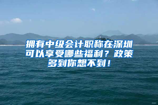 拥有中级会计职称在深圳可以享受哪些福利？政策多到你想不到！