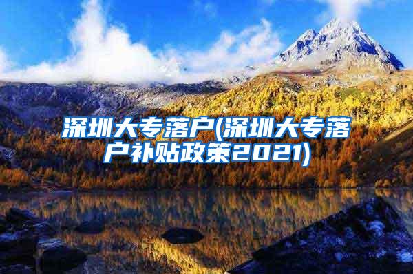 深圳大专落户(深圳大专落户补贴政策2021)