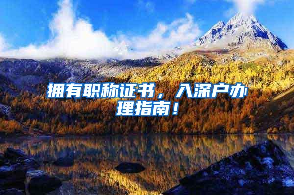 拥有职称证书，入深户办理指南！