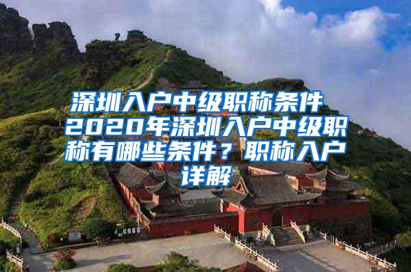 深圳入户中级职称条件 2020年深圳入户中级职称有哪些条件？职称入户详解
