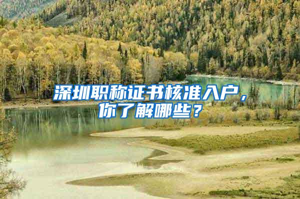 深圳职称证书核准入户，你了解哪些？