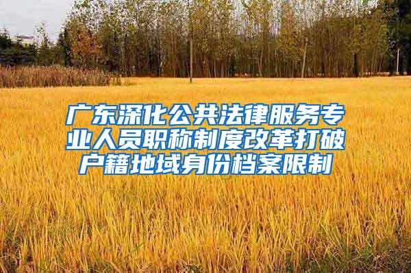 广东深化公共法律服务专业人员职称制度改革打破户籍地域身份档案限制
