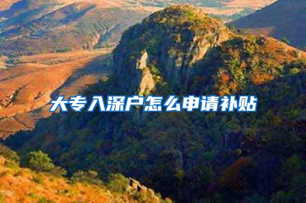 大专入深户怎么申请补贴