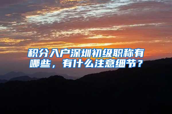 积分入户深圳初级职称有哪些，有什么注意细节？
