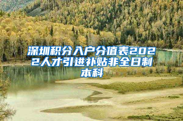 深圳积分入户分值表2022人才引进补贴非全日制本科