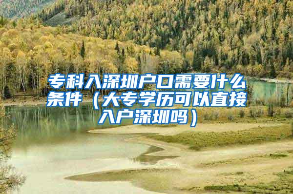 专科入深圳户口需要什么条件（大专学历可以直接入户深圳吗）