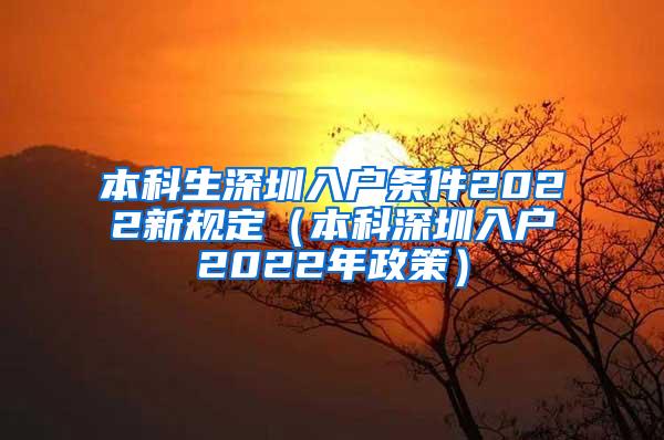本科生深圳入户条件2022新规定（本科深圳入户2022年政策）