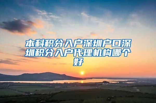 本科积分入户深圳户口深圳积分入户代理机构哪个好
