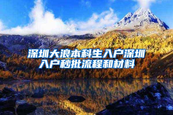 深圳大浪本科生入户深圳入户秒批流程和材料