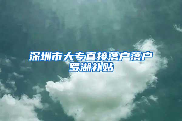 深圳市大专直接落户落户罗湖补贴