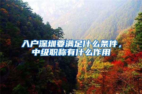 入户深圳要满足什么条件，中级职称有什么作用