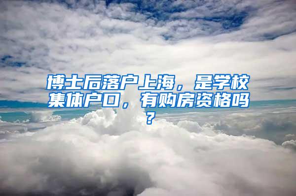 博士后落户上海，是学校集体户口，有购房资格吗？