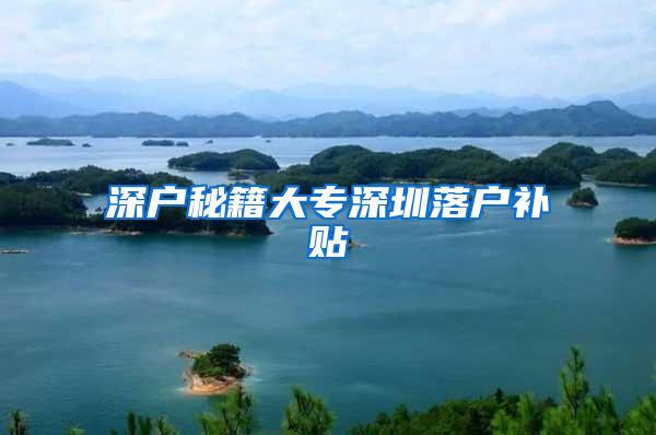 深户秘籍大专深圳落户补贴