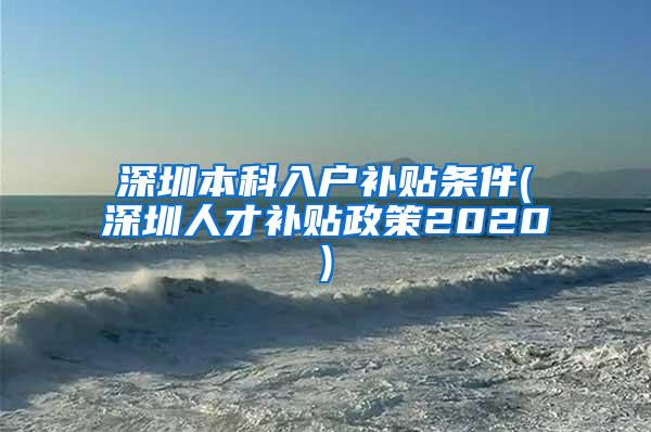 深圳本科入户补贴条件(深圳人才补贴政策2020)