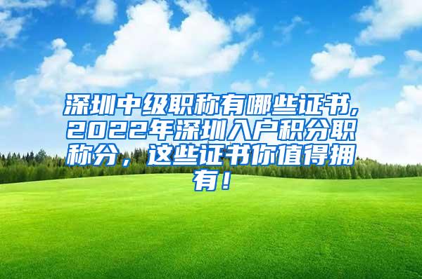 深圳中级职称有哪些证书,2022年深圳入户积分职称分，这些证书你值得拥有！
