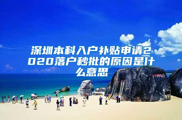 深圳本科入户补贴申请2020落户秒批的原因是什么意思