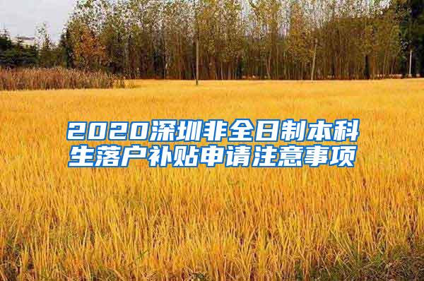 2020深圳非全日制本科生落户补贴申请注意事项