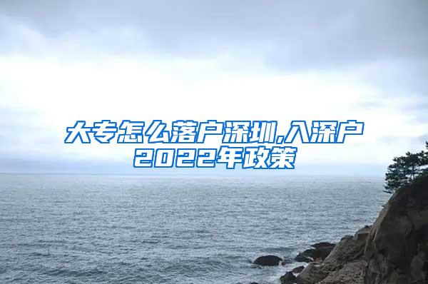 大专怎么落户深圳,入深户2022年政策
