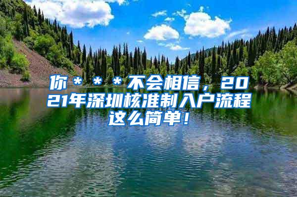 你＊＊＊不会相信，2021年深圳核准制入户流程这么简单！