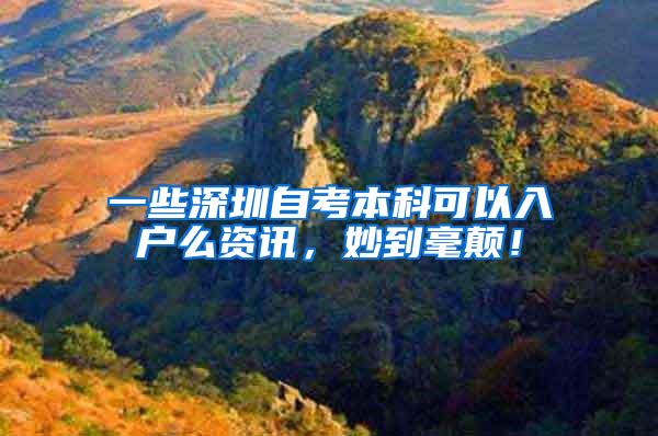 一些深圳自考本科可以入户么资讯，妙到毫颠！