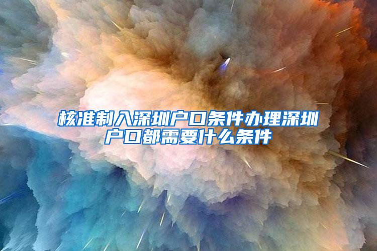 核准制入深圳户口条件办理深圳户口都需要什么条件