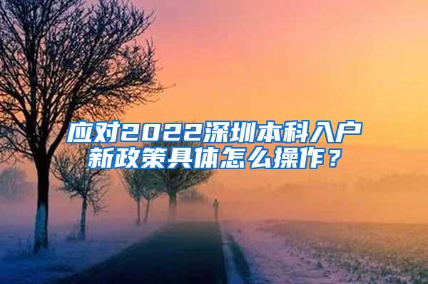 应对2022深圳本科入户新政策具体怎么操作？