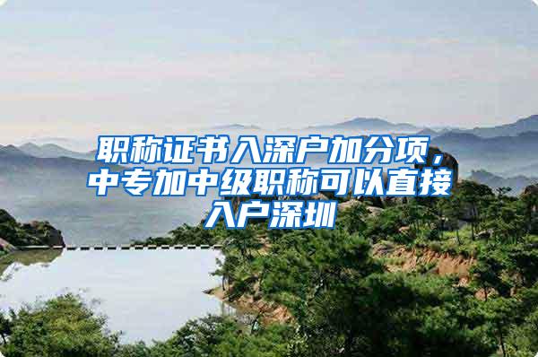 职称证书入深户加分项，中专加中级职称可以直接入户深圳
