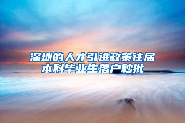 深圳的人才引进政策往届本科毕业生落户秒批