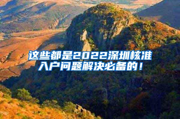 这些都是2022深圳核准入户问题解决必备的！