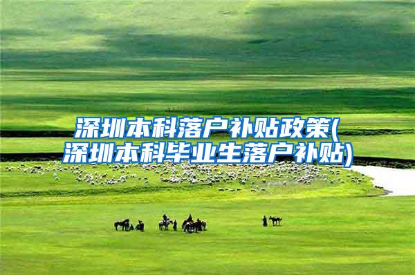 深圳本科落户补贴政策(深圳本科毕业生落户补贴)
