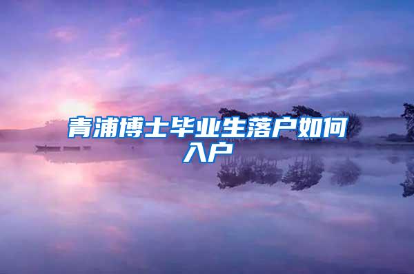 青浦博士毕业生落户如何入户