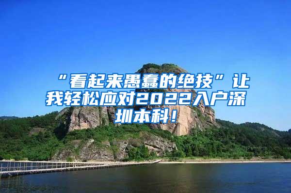 “看起来愚蠢的绝技”让我轻松应对2022入户深圳本科！
