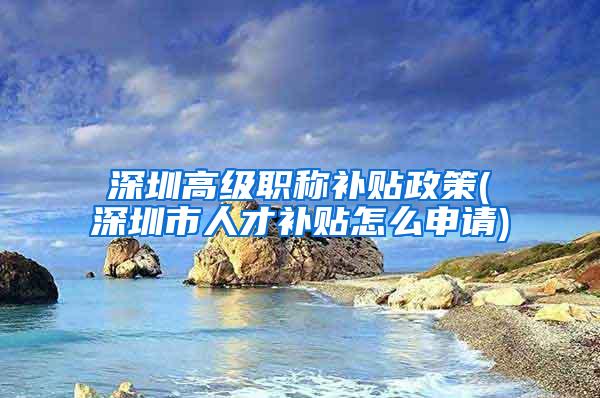 深圳高级职称补贴政策(深圳市人才补贴怎么申请)