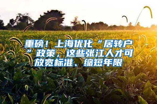 重磅！上海优化“居转户”政策，这些张江人才可放宽标准、缩短年限