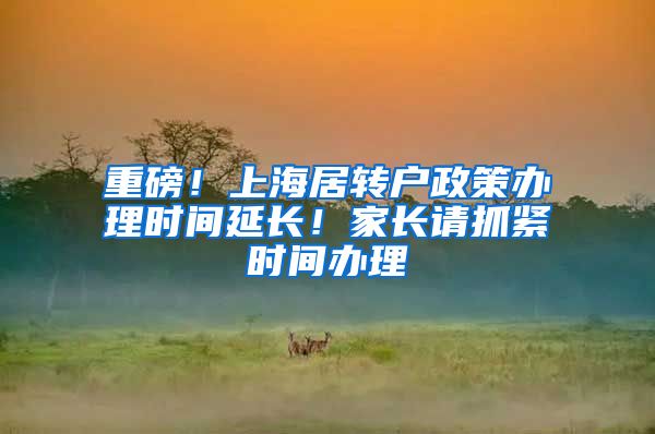 重磅！上海居转户政策办理时间延长！家长请抓紧时间办理