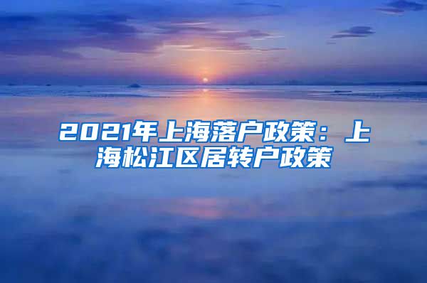 2021年上海落户政策：上海松江区居转户政策
