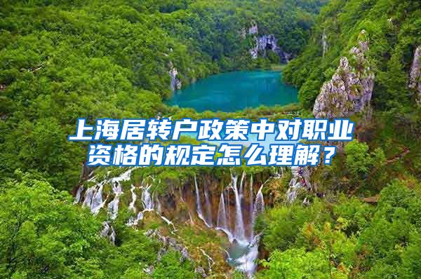 上海居转户政策中对职业资格的规定怎么理解？
