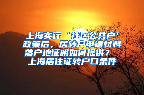 上海实行‘社区公共户’政策后，居转户申请材料落户地证明如何提供？ 上海居住证转户口条件
