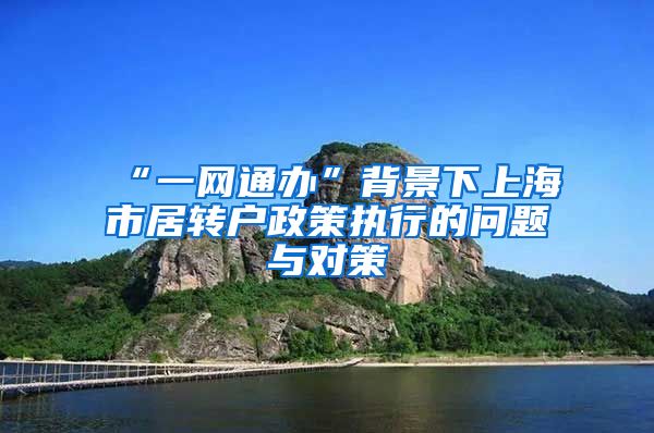“一网通办”背景下上海市居转户政策执行的问题与对策